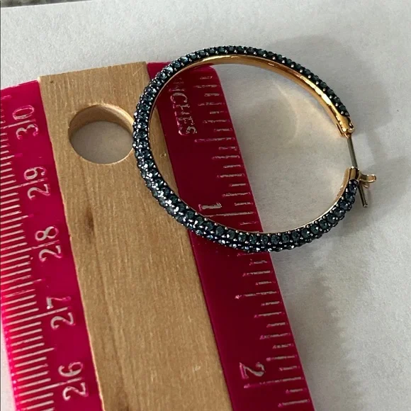Swarovski Pave Crystal blue hoops - Picture 7 of 8